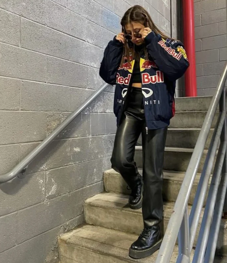 Red Bull Racing F1 Team Jacket - Navy Blue Motorsport Bomber with Embroidered Sponsors