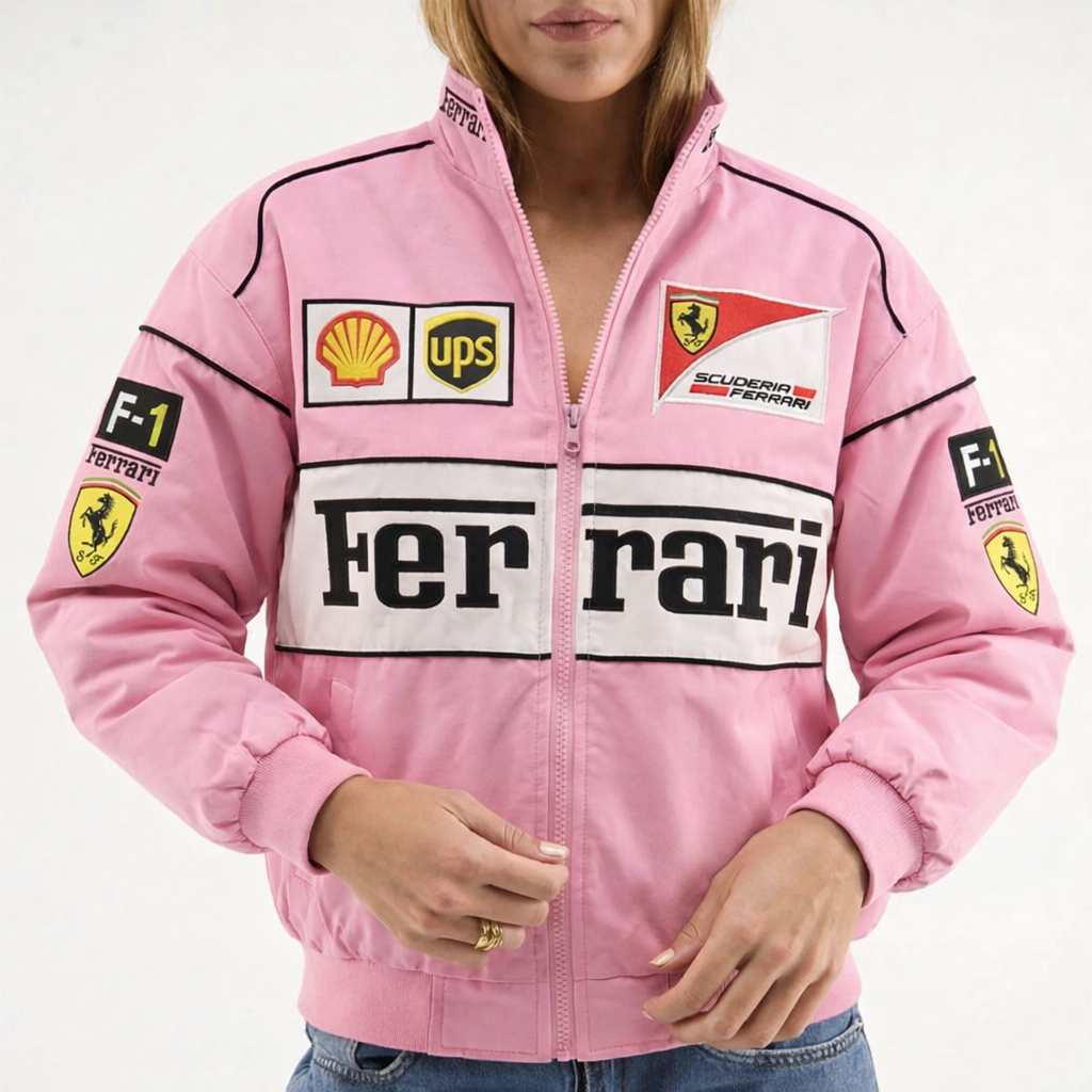 Ferrari F1 Vintage Pink Racing Jacket