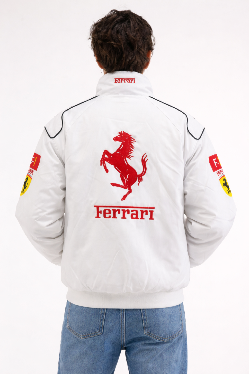 Ferrari F1 Vintage White Racing Jacket