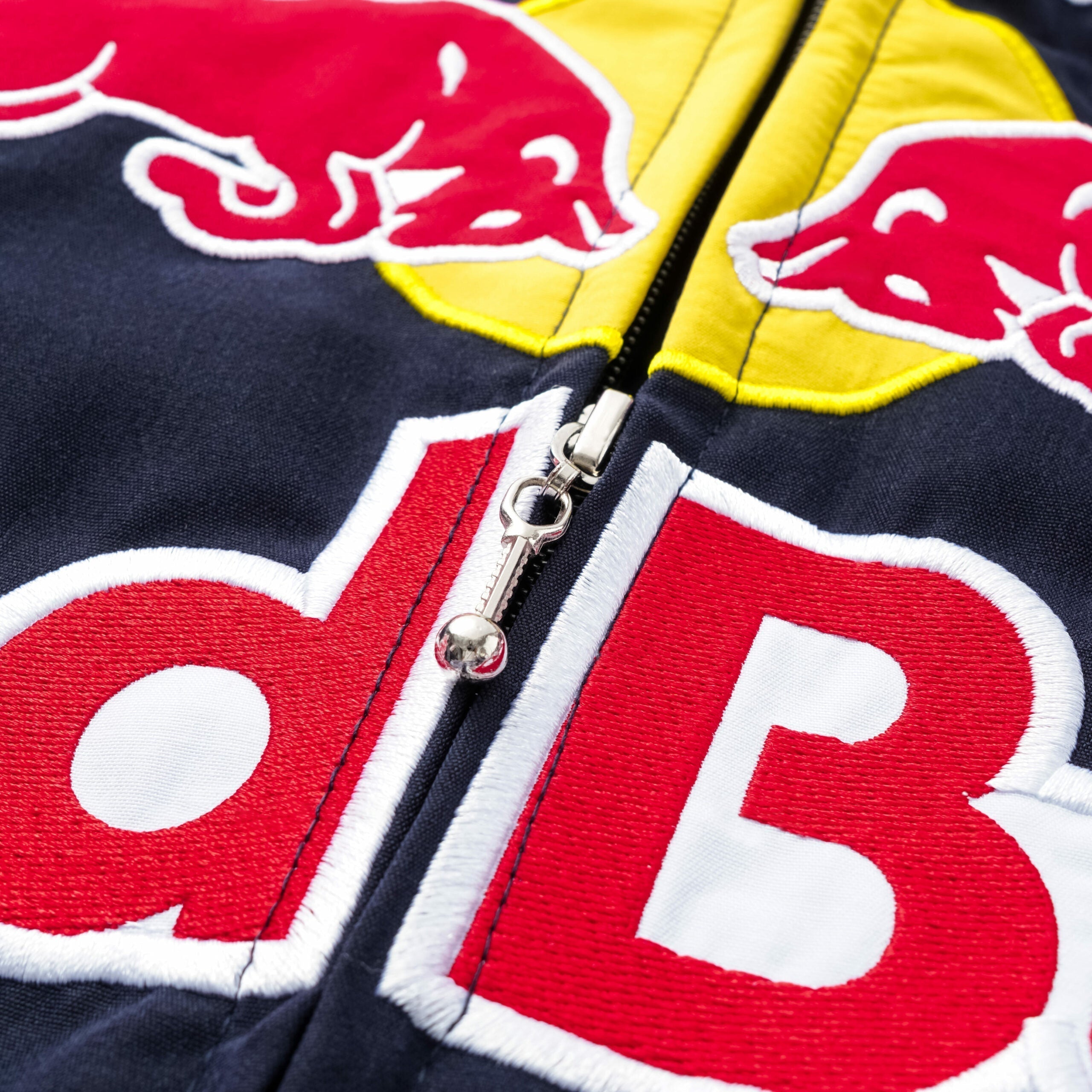 Red Bull Racing F1 Team Jacket - Navy Blue Motorsport Bomber with Embroidered Sponsors