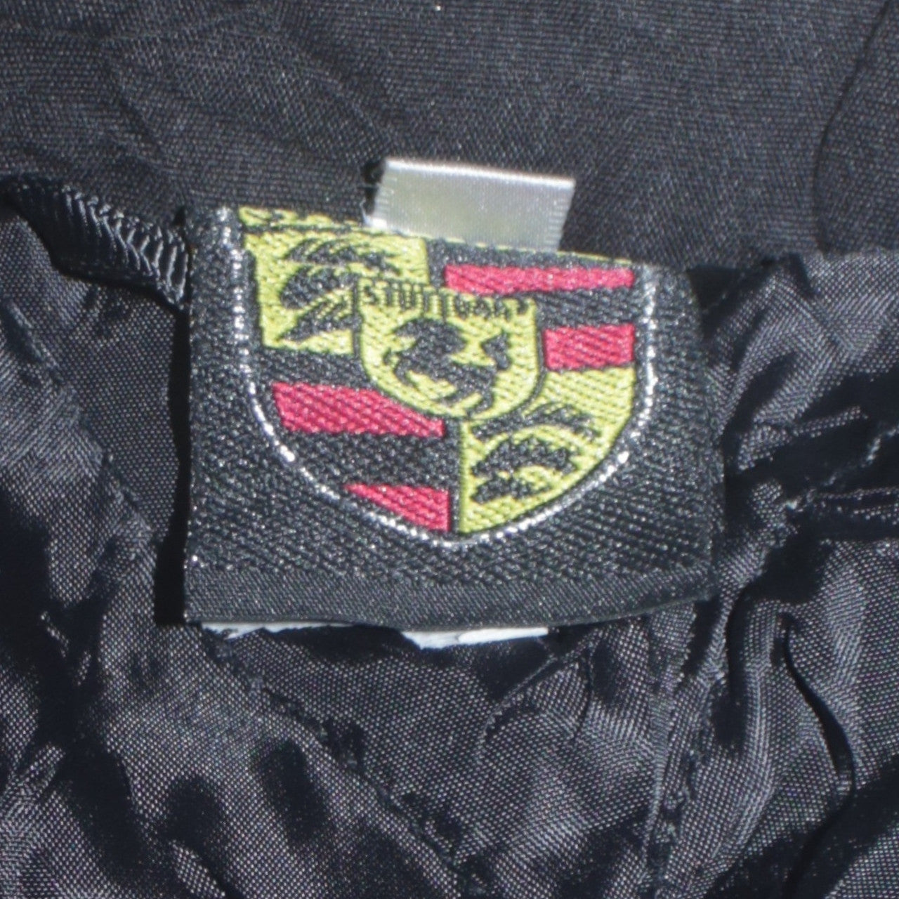 Porsche Black Nascar Jacket Men’s XLarge Embroidered Logos Zip Front Racing Outerwear