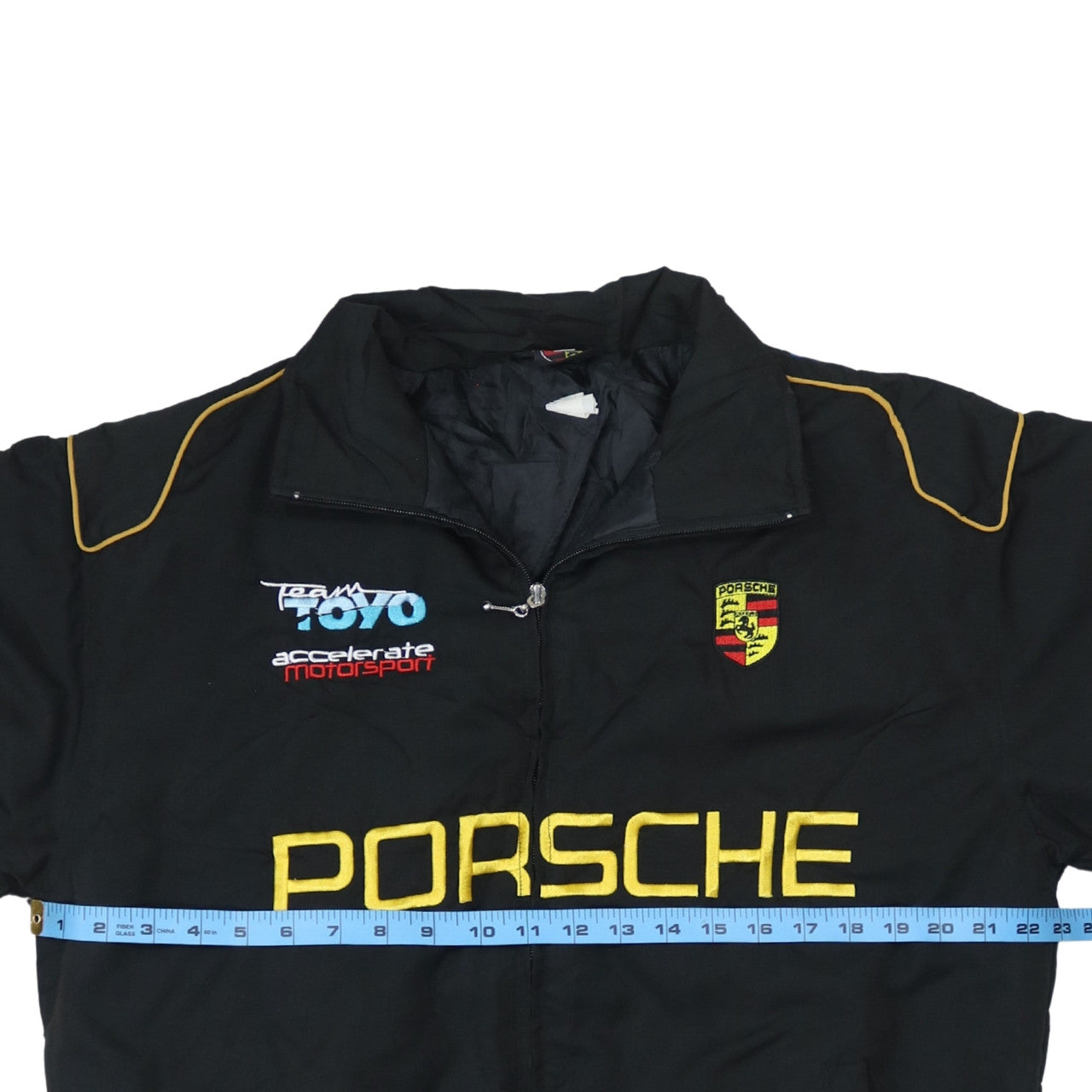 Porsche Black Nascar Jacket Men’s XLarge Embroidered Logos Zip Front Racing Outerwear