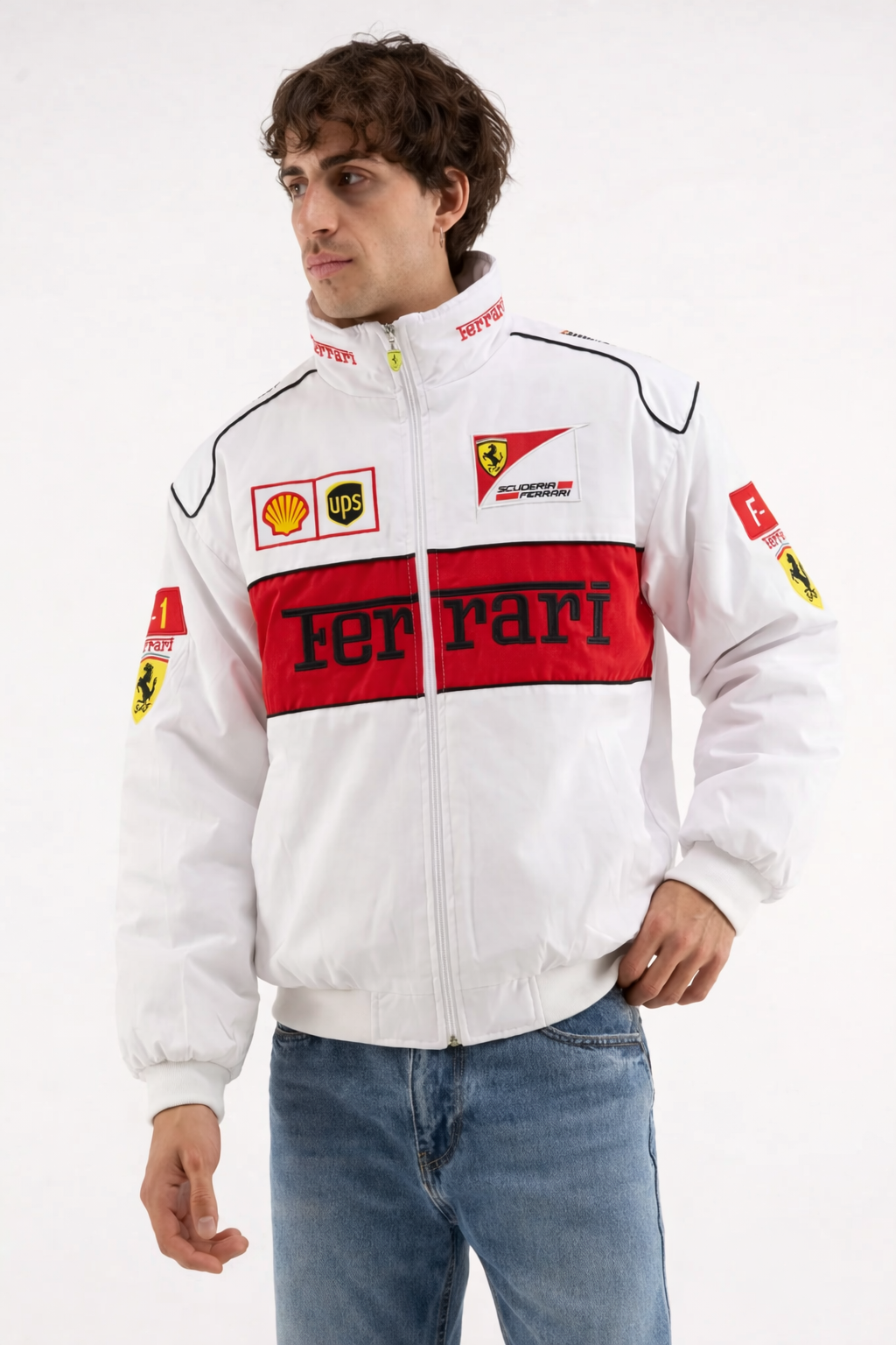 Ferrari F1 Vintage  White Racing Jacket