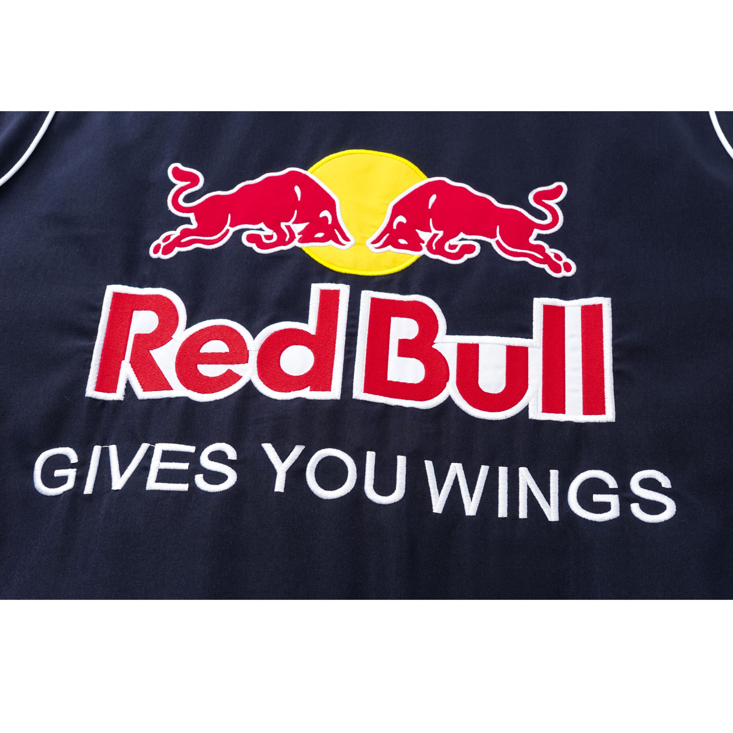 Red Bull Racing F1 Team Jacket - Navy Blue Motorsport Bomber with Embroidered Sponsors