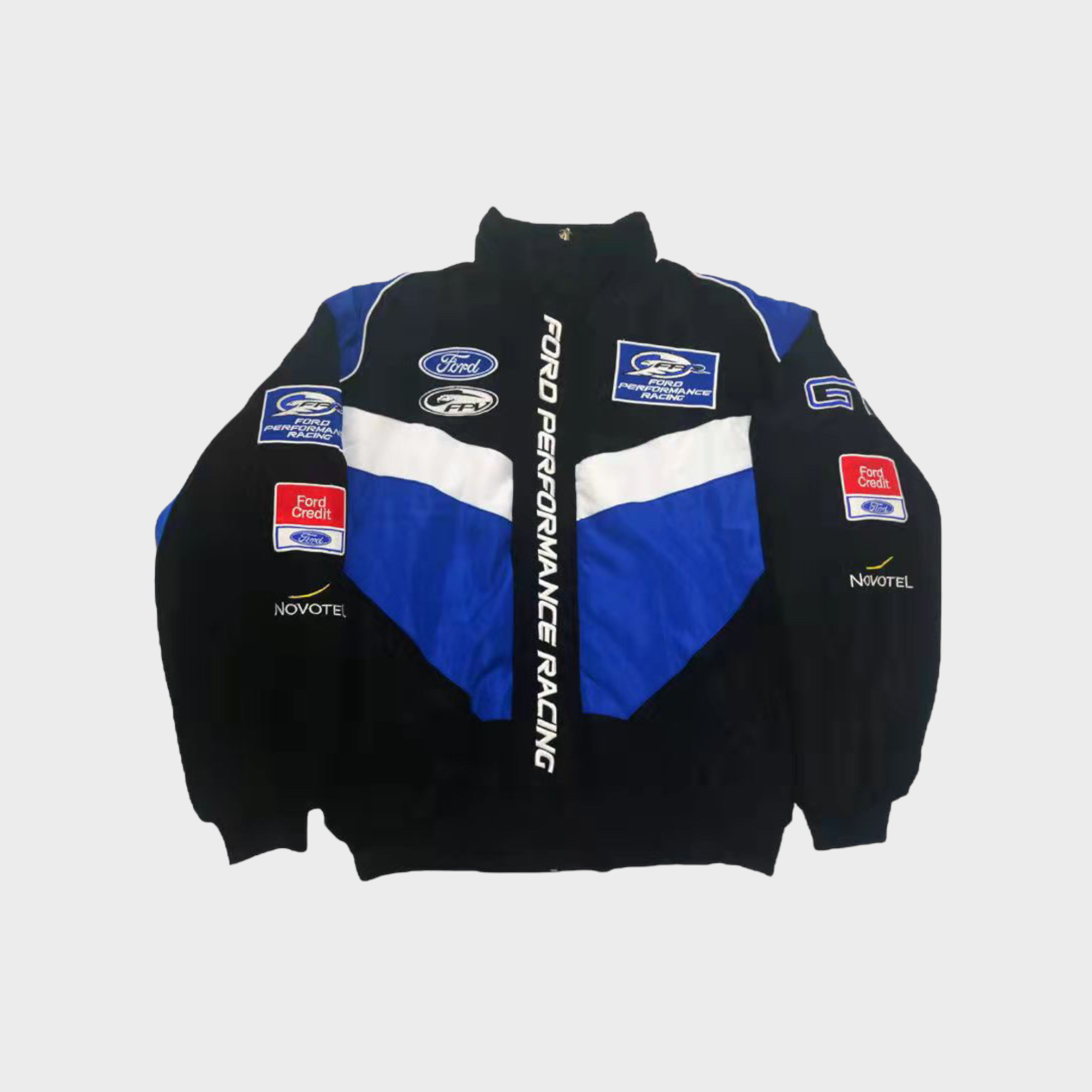 Ford Performance Racing Jacket – Blue & Black Motorsport Team Zip-Up Coat